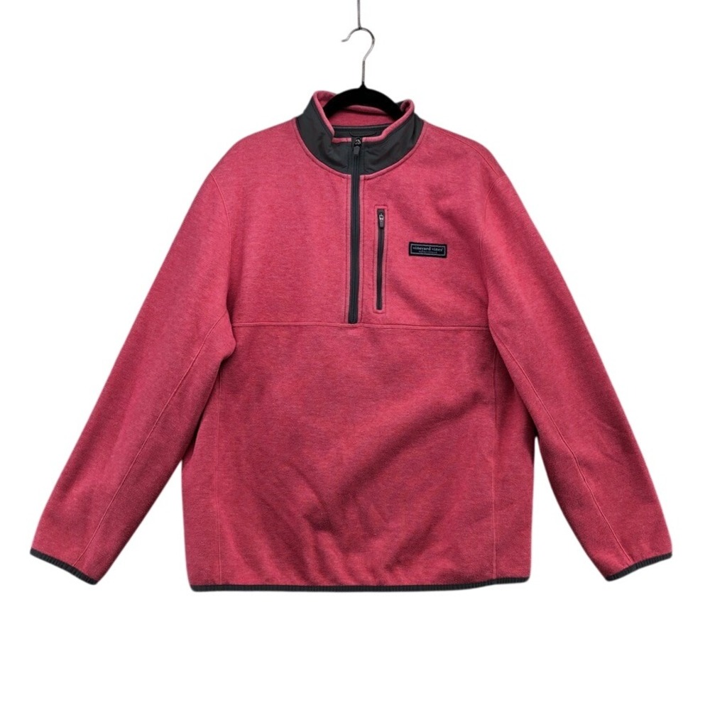 Vineyard Vines 1/4 Zip Pullover Mens Large Pink Heathered Fleece 1K004319